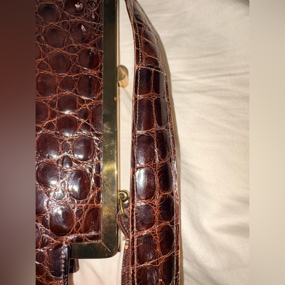 Vintage Vassar Genuine Alligator Satchel Handbag Brown - Picture 13 of 16